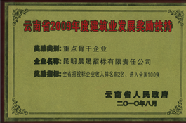 云南省2009年至2011年度建筑業(yè)發(fā)展獎勵扶持